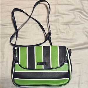 New unused Vera Bradley Green, Navy Blue, white striped  Crossbody Bag